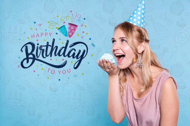 Free Woman Eating Cake At Birthday Party Psd