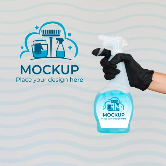 Free Woman Holding A Cleaning Product With Mock-Up Packaging Psd