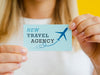 Free Woman Holding A Travel Agency Card Psd