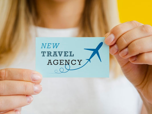 Free Woman Holding A Travel Agency Card Psd