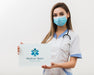 Free Woman Holding Medical Mock-Up Card Psd