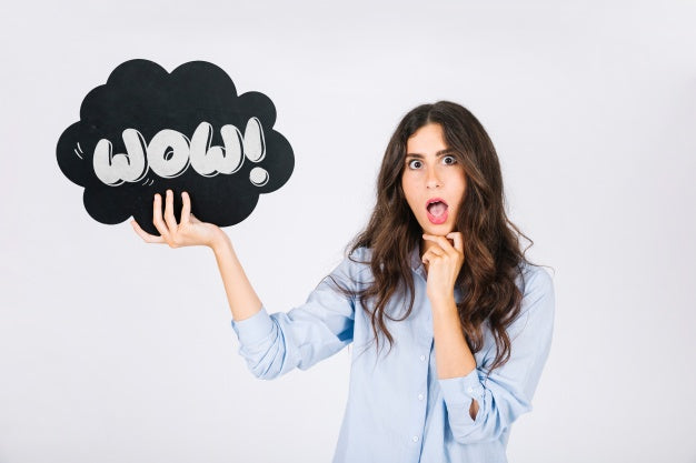 Free Woman Holding Speech Bubble Slate Psd