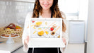 Free Woman In Kitchen Presenting Laptop Mockup Psd
