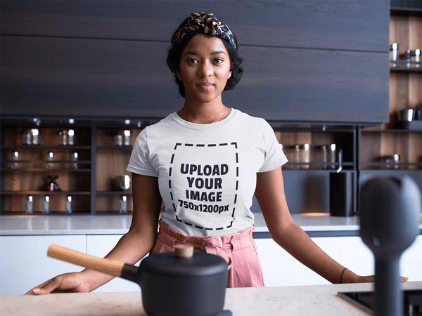 Free Woman Wearing T-Shirt Mockup