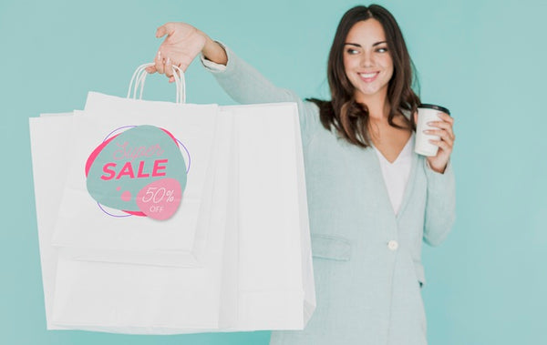 Free Woman With Multiple Shopping Bags Psd
