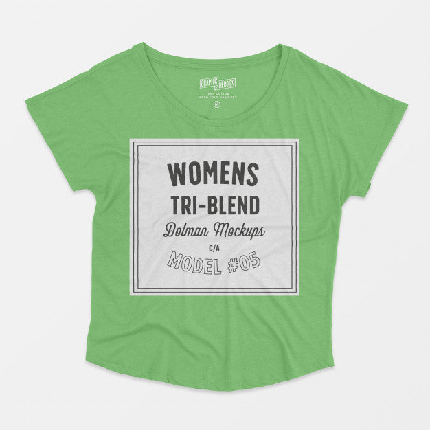 Free Women Triblend Dolman Mockup Psd