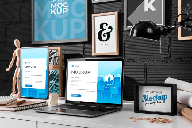 Free Workspace Mockup With Devices Psd