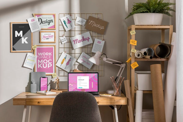 Free Workspace With Laptop Mockup Psd