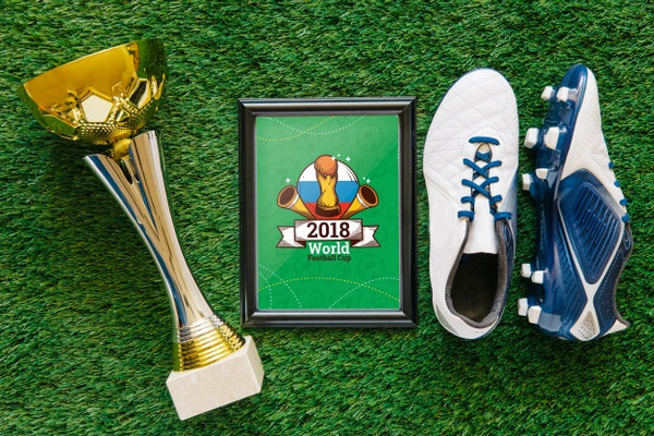 Free World Football Cup Mockup With Frame Psd