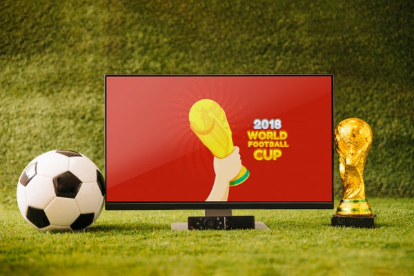 Free World Football Cup Mockup With Tv Psd