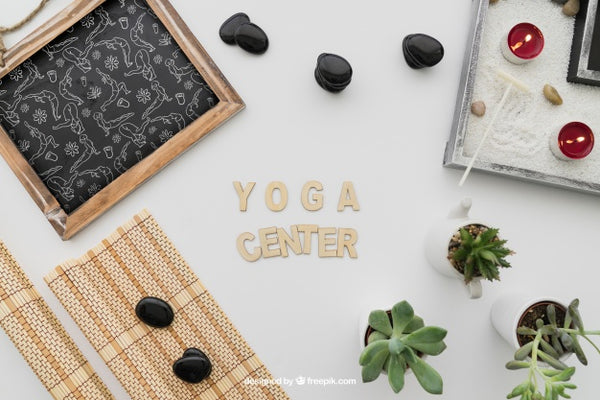 Free Yoga Composition With Lettering Psd
