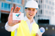Free Young Architect Holding A Business Card Psd