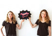 Free Young Girls Holding Speech Bubble Slate Mockup Psd