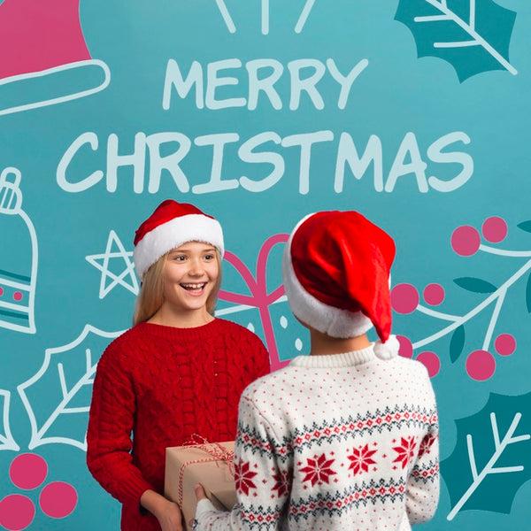 Free Young Siblings Exchange Gifts Mock-Up Psd