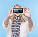 Free Young Woman Holding Phone With Mock-Up Psd